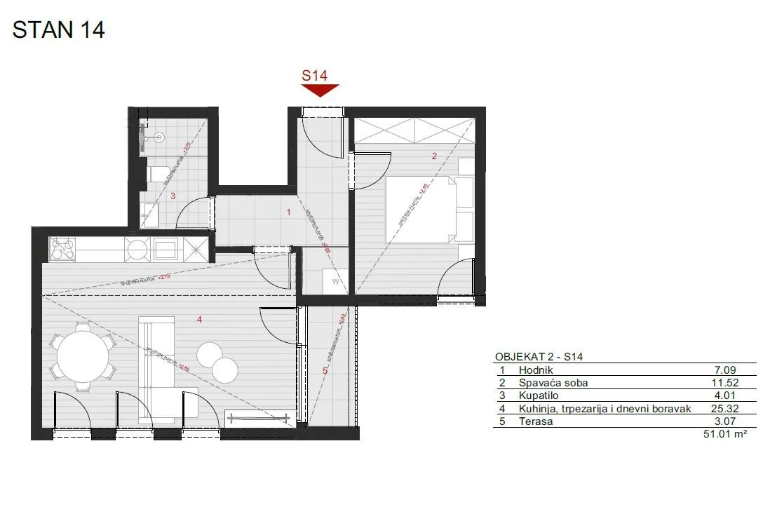 Prodaja, jednosoban stan, 51m², Dobrota, Kotor