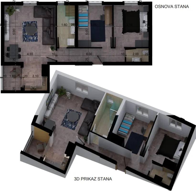 Sale, two bedroom apartment, 70m², Ilino, Bar
