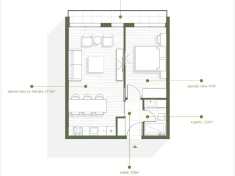 Prodaja, jednosoban stan, 47m², Zabjelo, Podgorica - image 3