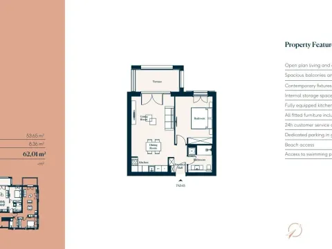 Prodaja, jednosoban stan, 62m², Luštica, Tivat - image 8