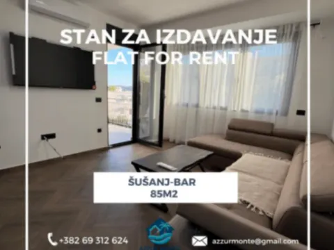 Izdavanje, dvosoban stan, 85m2, Šušanj, Bar Izdavanje, dvosoban stan, 85m2, Šušanj, Bar