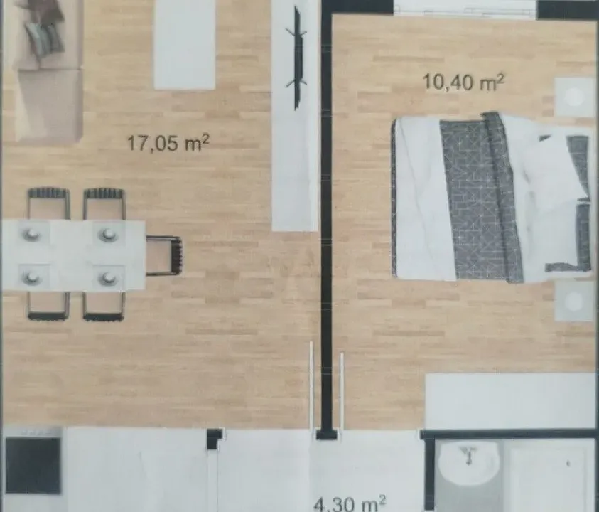 Prodaja, jednosoban stan, 43m², Stari Aerodrom, Podgorica