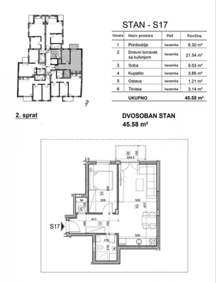 Prodaja, dvosoban stan, 46m², Salajka, Novi Sad Sve Podlokacije