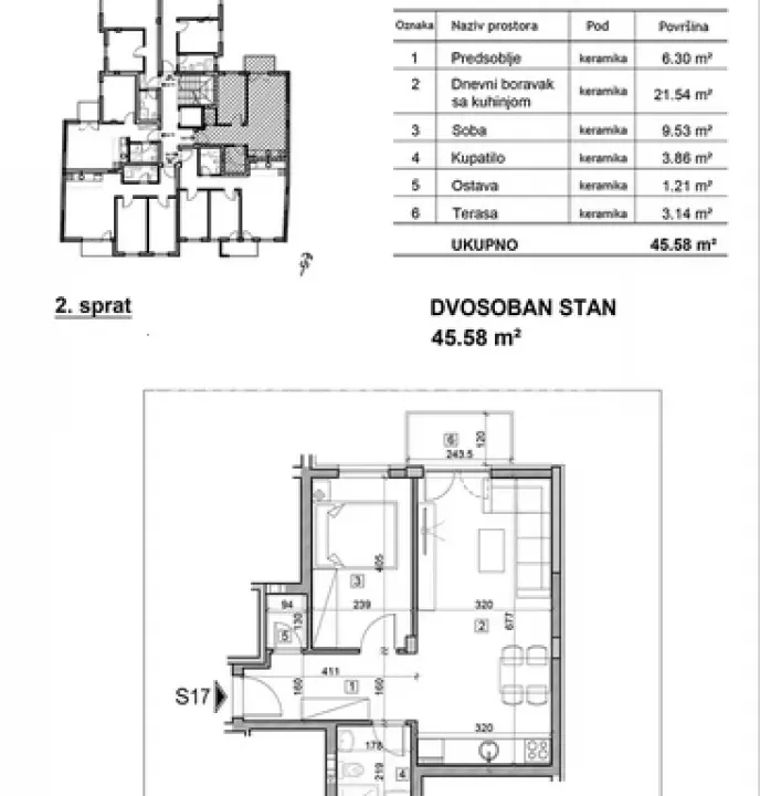Prodaja, dvosoban stan, 46m², Salajka, Novi Sad Sve Podlokacije