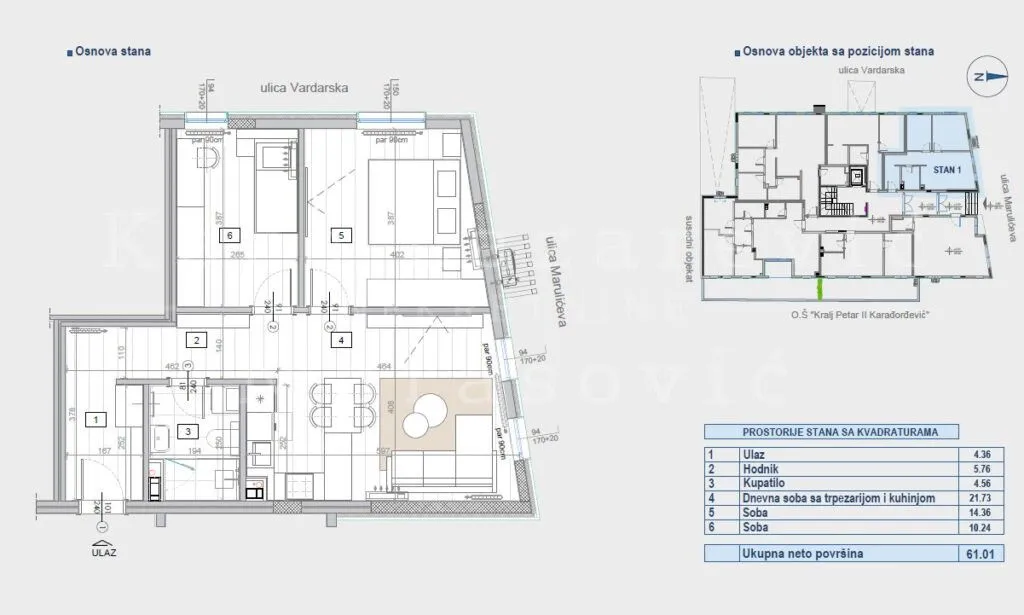 Prodaja, dvosoban stan, 61m², Čubura, Beograd