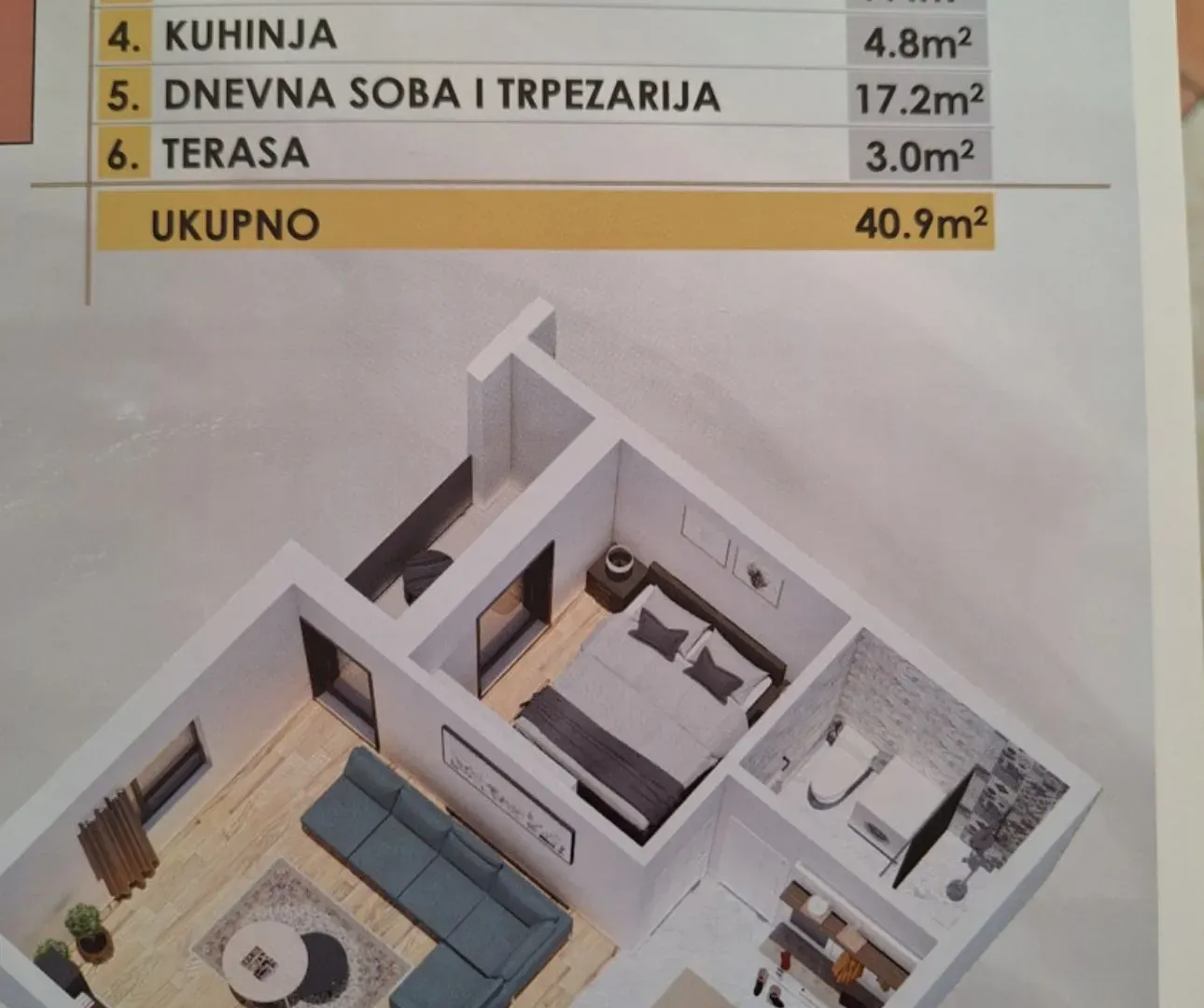 Prodaja, jednosoban stan, 41m², Ilino, Bar