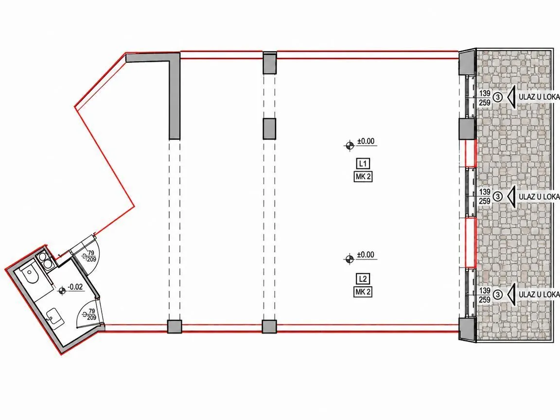 Architectural floor plan of the property with marked room layout.