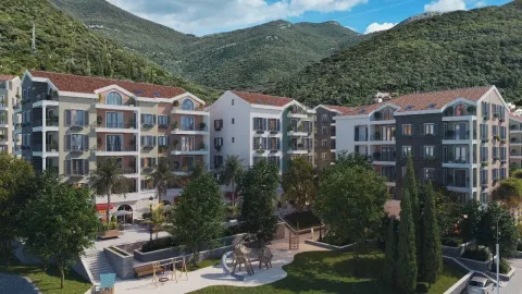 Eksterijer stambenog kompleksa sa uređenim dvorištem i zelenilom. - image 4