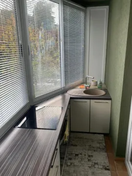 Manja kuhinja smještena na zastakljenoj terasi sa sudoperom i ugradnom pločom. - image 9