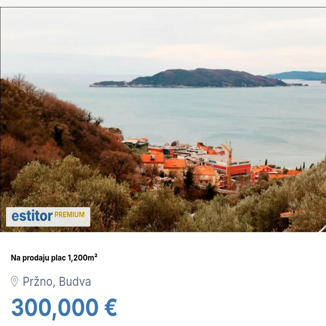 Sale, land lot, 1200m², Pržno, Budva