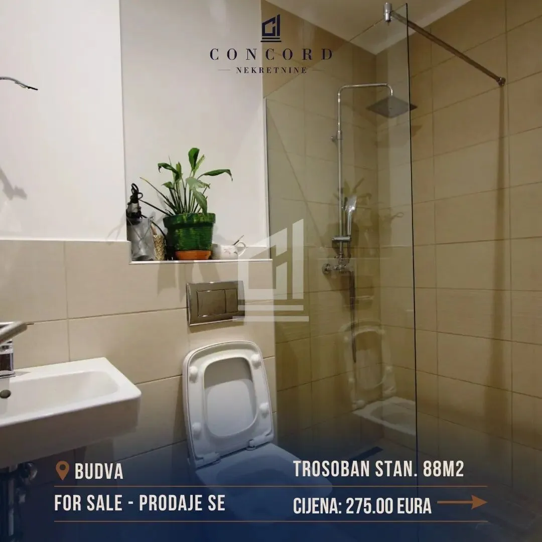 Prodaja, trosoban stan, 88m², Budva, Crna Gora