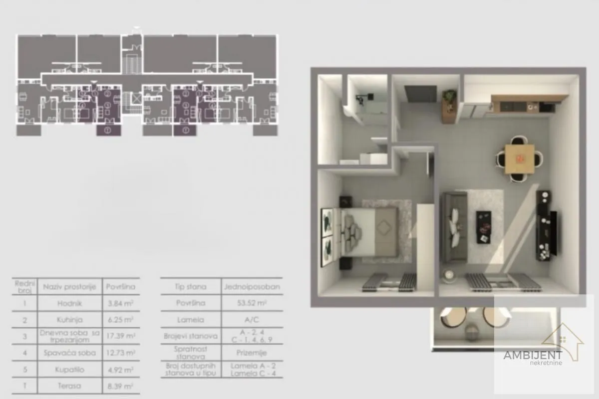 Sale, two bedroom apartment, 53m², Novi Banovci, Stara Pazova