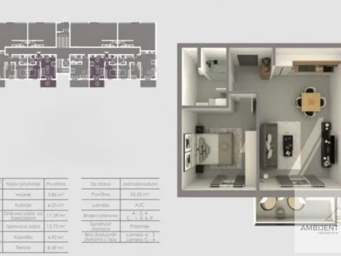 Sale, two bedroom apartment, 53m², Novi Banovci, Stara Pazova - image 2