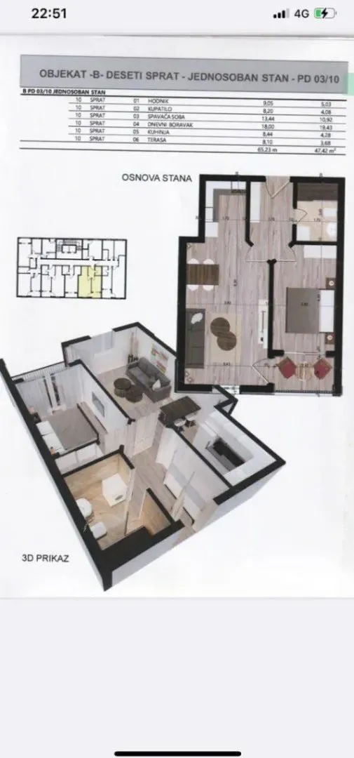 Sale, one bedroom apartment, 47m², Bar, Crna Gora