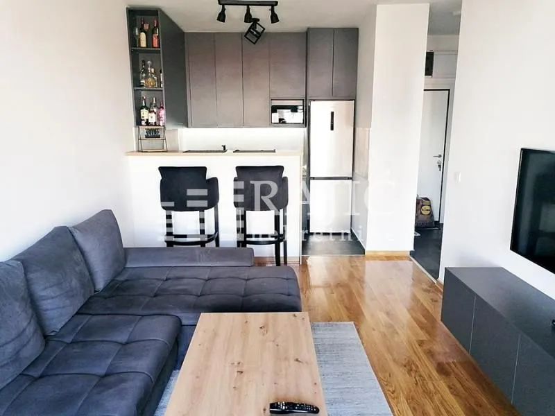 Living room connected with kitchen and dining area.