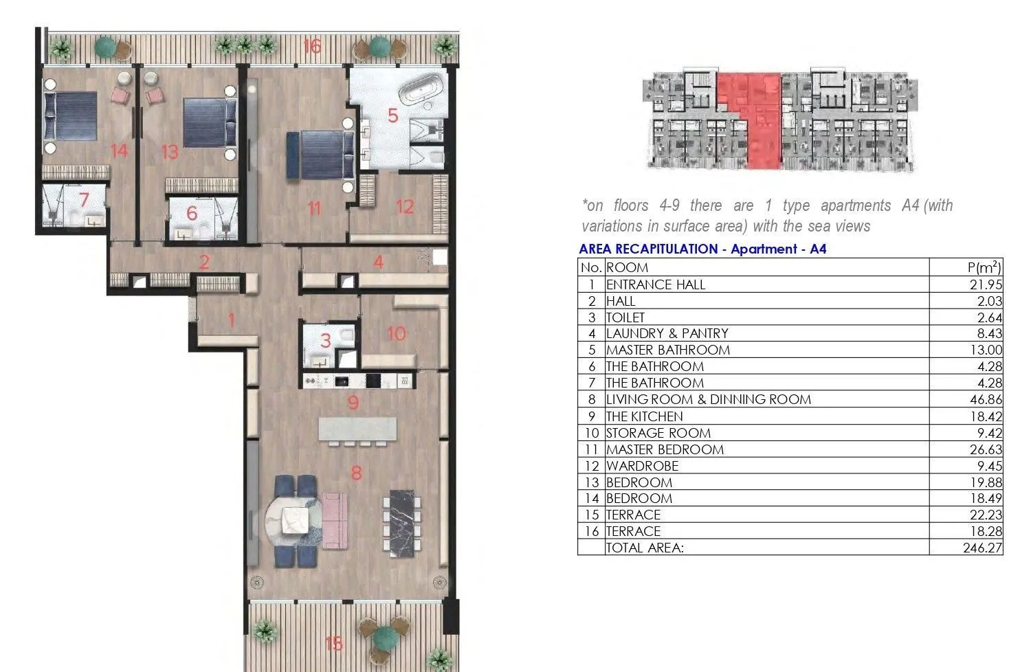 Sale, two bedroom apartment, 134m², Budva, Crna Gora