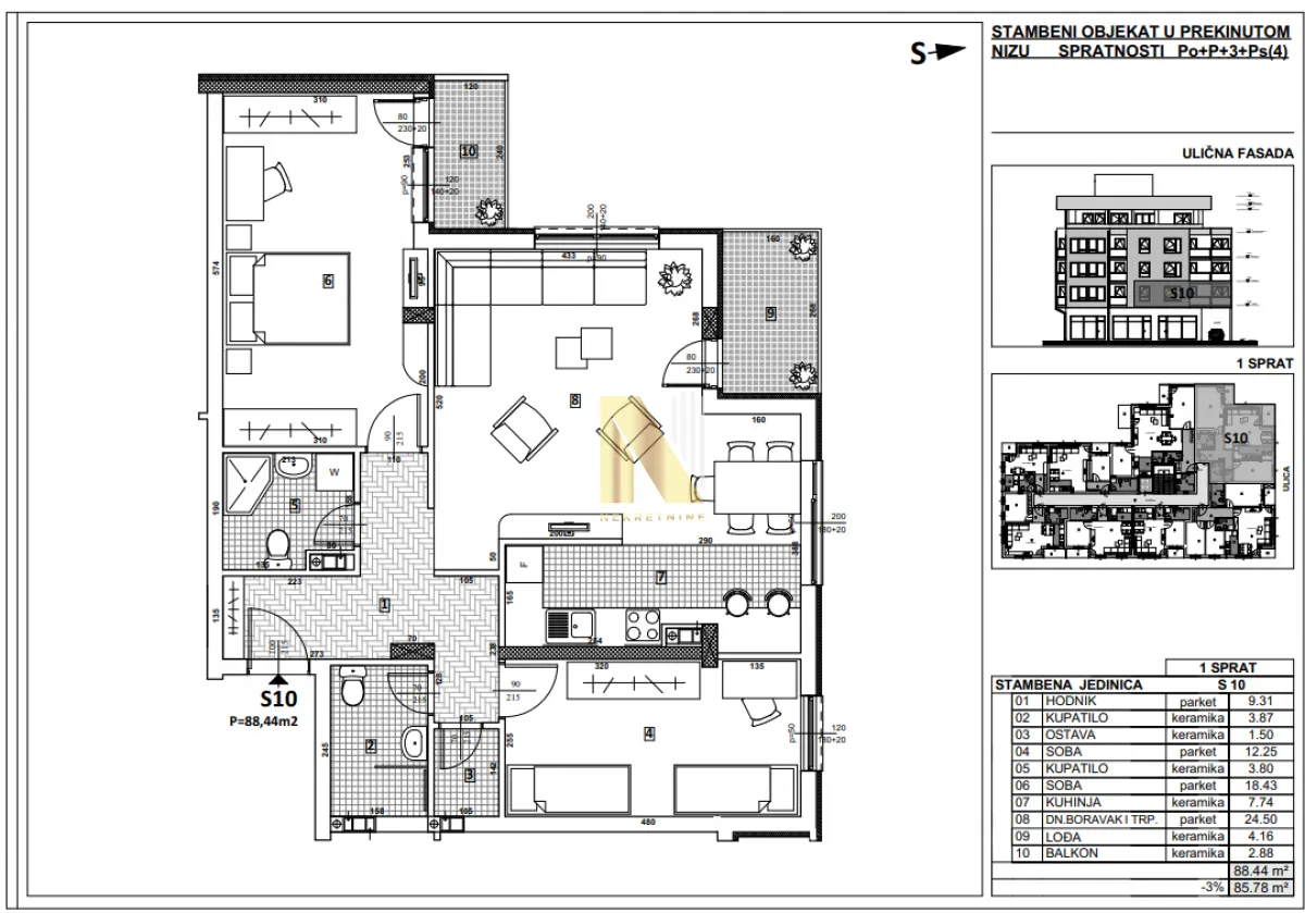 Prodaja, trosoban stan, 88m², Telep, Novi Sad Sve Podlokacije