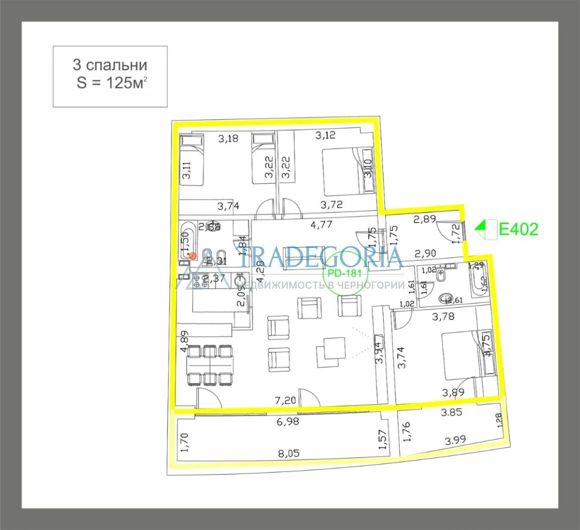 Prodaja, trosoban stan, 125m², Budva, Crna Gora