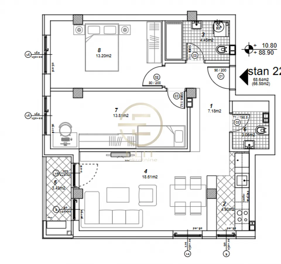 Sale, three bedroom apartment, 66m², Telep, Novi Sad Sve Podlokacije