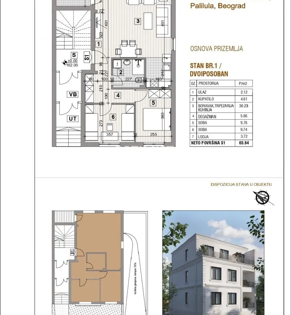 Sale, two bedroom apartment, 66m², Karaburma, Palilula Sve Podlokacije