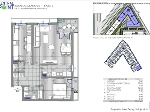 Prodaja, dvosoban stan, 71m², Central Point, Podgorica