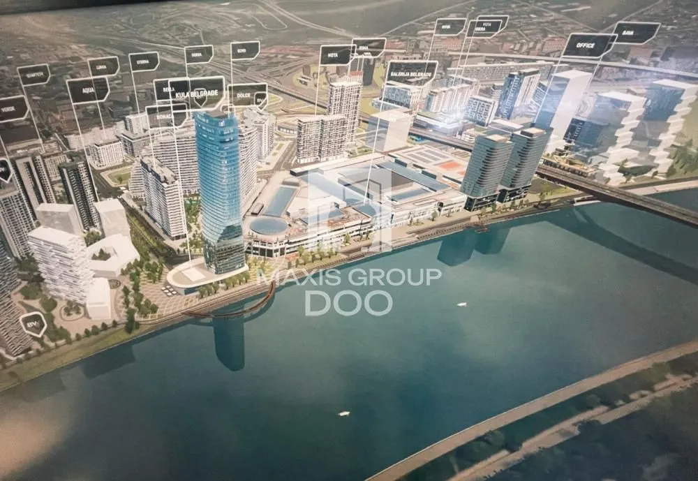 Maketa urbanističkog projekta sa prikazom zgrada i okoline.