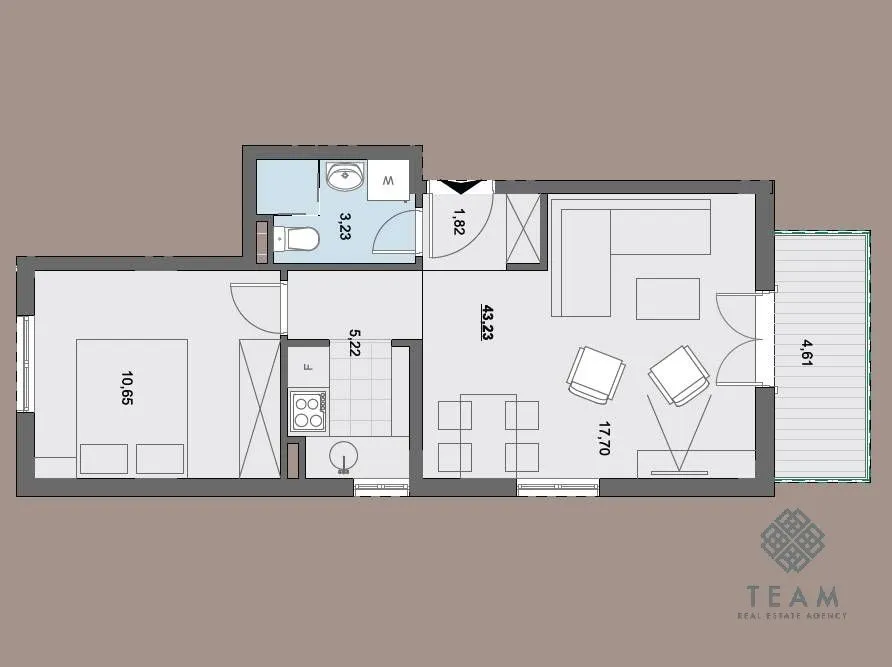 Sale, one bedroom apartment, 45m², Donja Lastva, Tivat