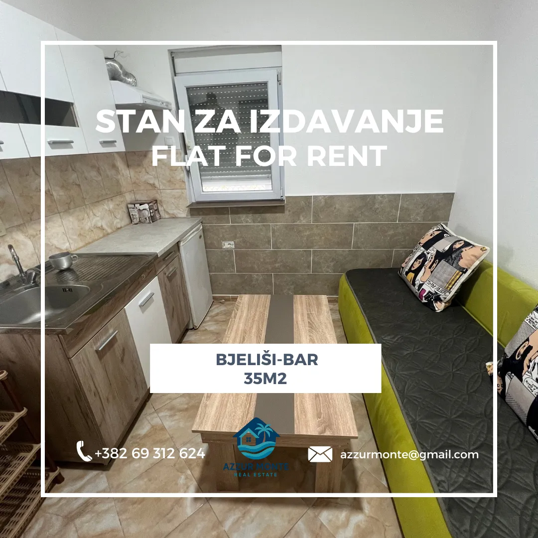 Rent, one bedroom apartment, 35m², Bjeliši, Bar