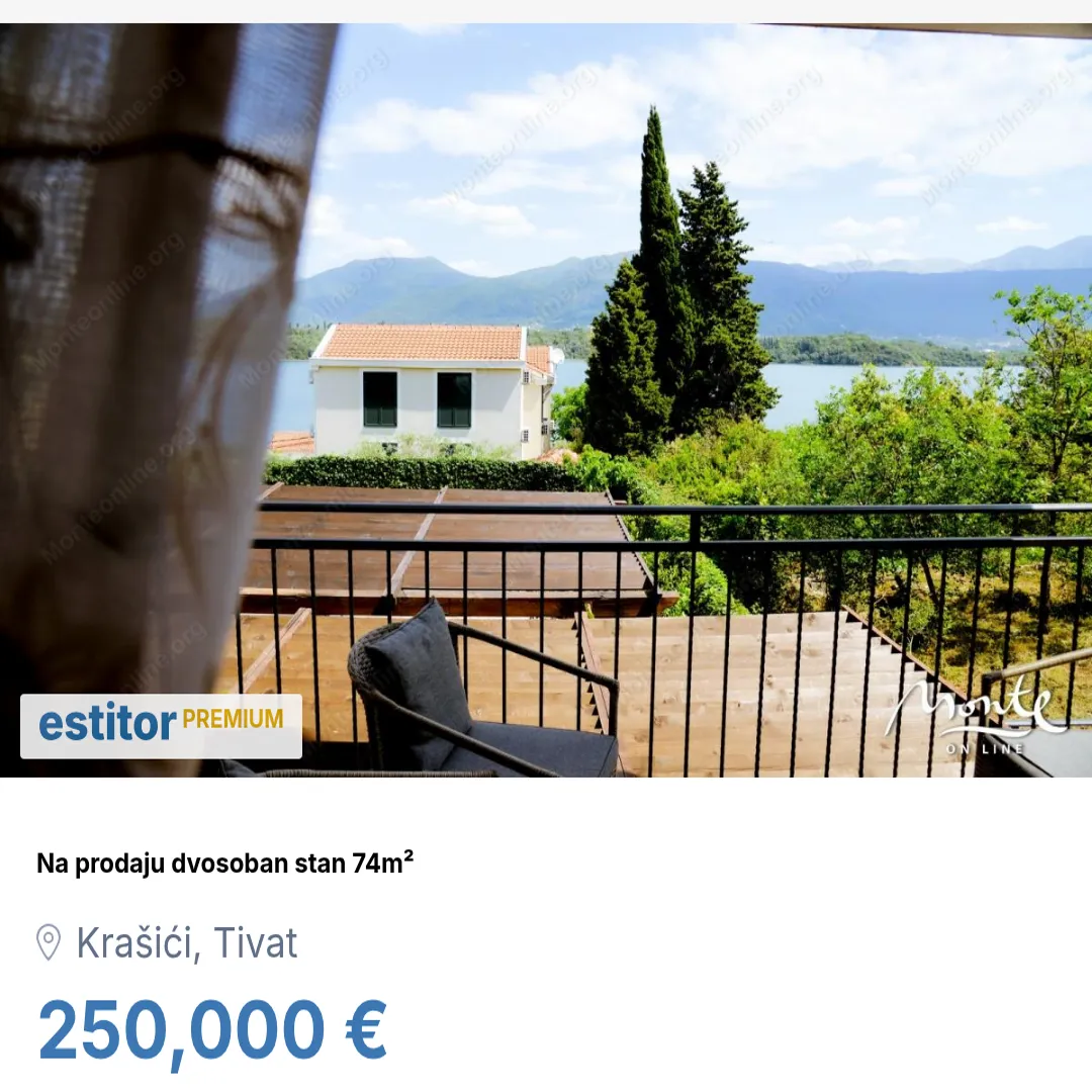 Sale, two bedroom apartment, 74m², Krašići, Tivat