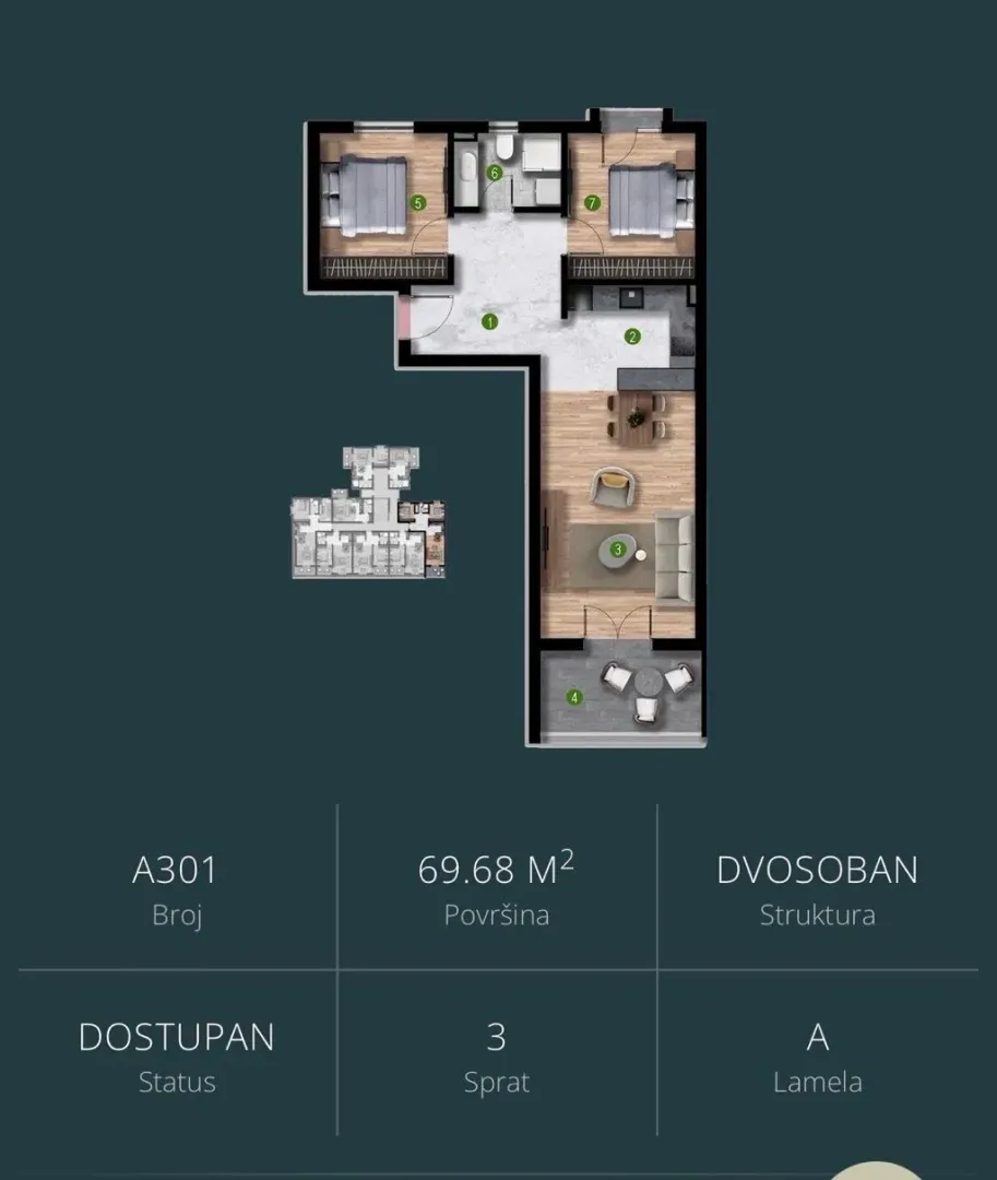 Sale, two bedroom apartment, 70m², Polje, Bar