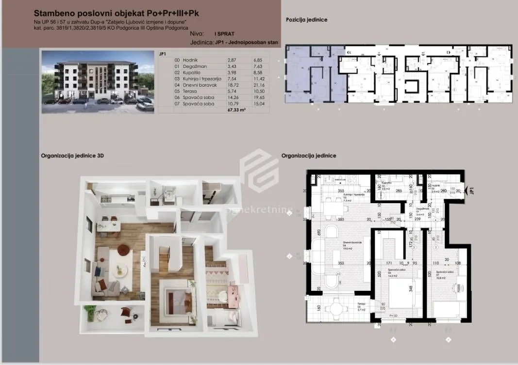 Prodaja, jednosoban stan, 45m², Ljubović, Podgorica