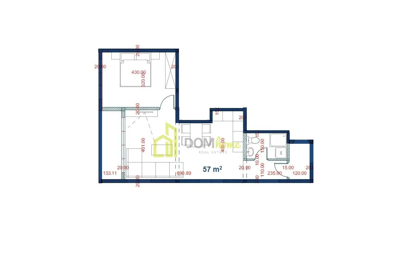 Prodaja, jednosoban stan, 57m², Blok 9, Podgorica