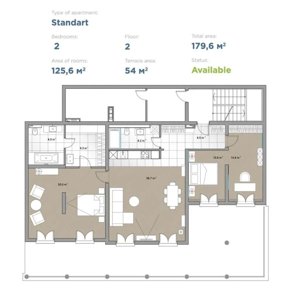 Prodaja, dvosoban stan, 180m², Đenovići, Herceg Novi