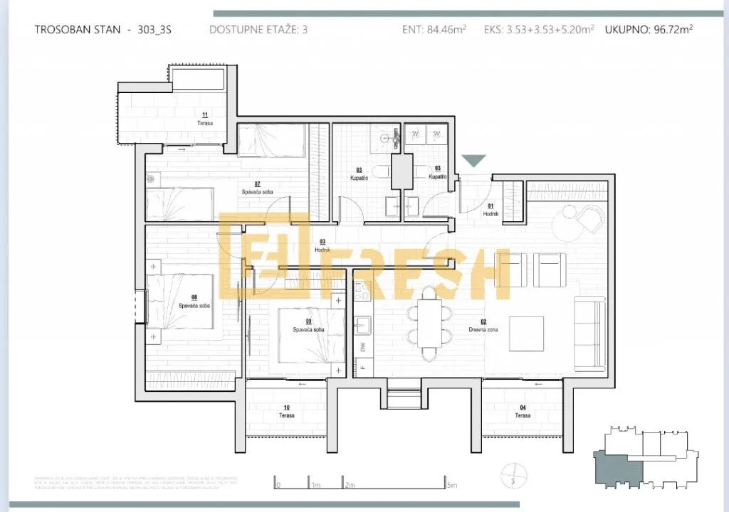 Sale, three bedroom apartment, 96m², Kolašin, Crna Gora