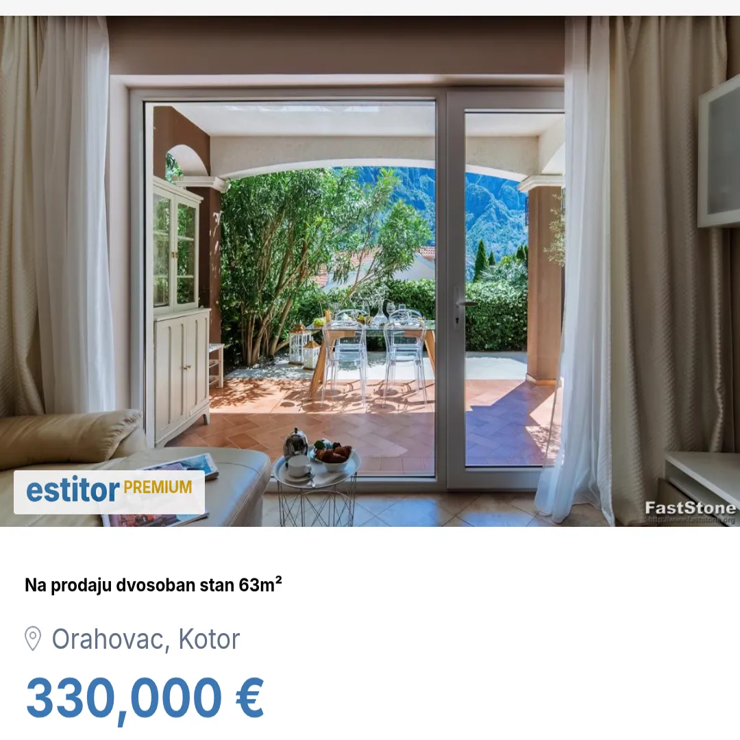 Prodaja, dvosoban stan, 63m², Orahovac, Kotor