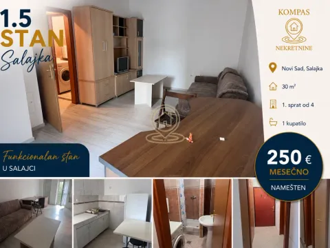 Rent, one bedroom apartment, 30m², Salajka, Novi Sad Sve Podlokacije - image 1