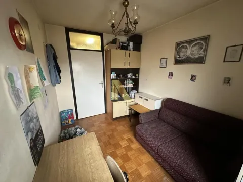 Dnevna soba sa kaučem, stolom i drvenim nameštajem. - image 9