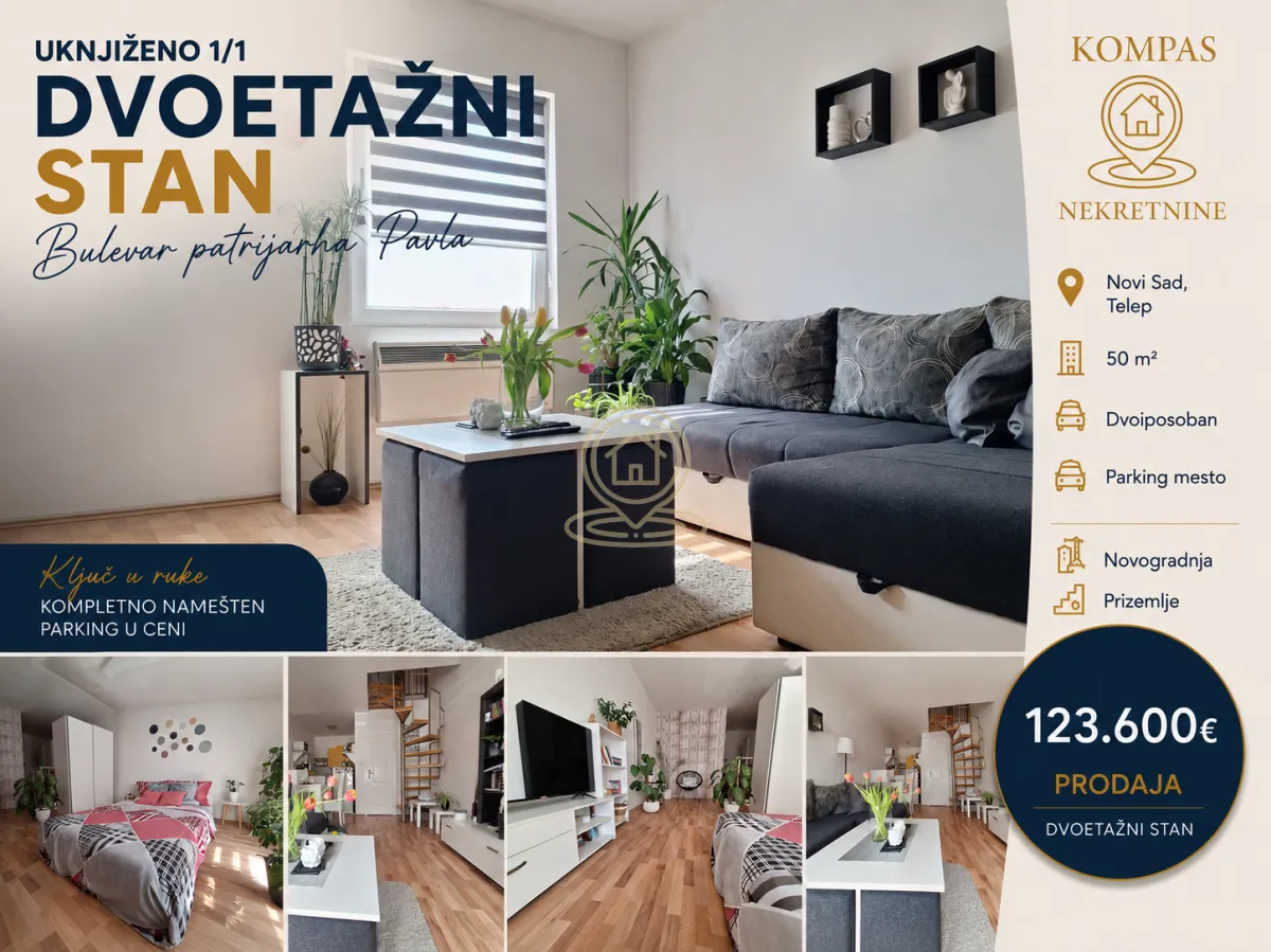 Prodaja, dvosoban stan, 50m², Telep, Novi Sad Sve Podlokacije