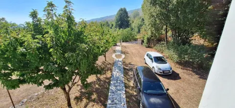 Dvorište sa voćnjakom, popločanom stazom i parkiranim automobilima. - image 7