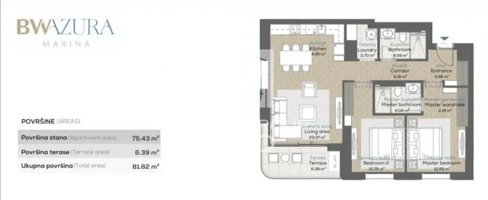 Floor plan of the apartment showing the layout of the rooms and square footage.