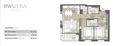 Floor plan of the apartment showing the layout of the rooms and square footage. - image 3