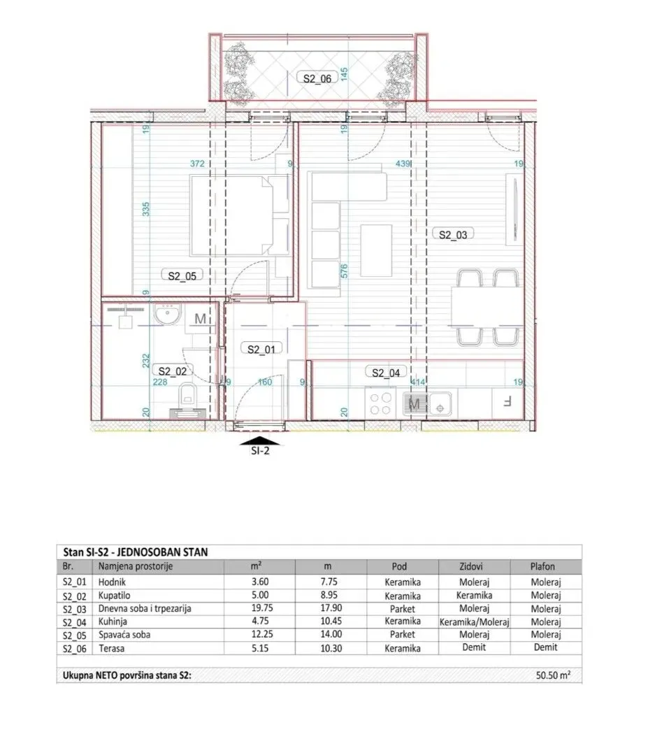 Prodaja, jednosoban stan, 51m², Momišići, Podgorica