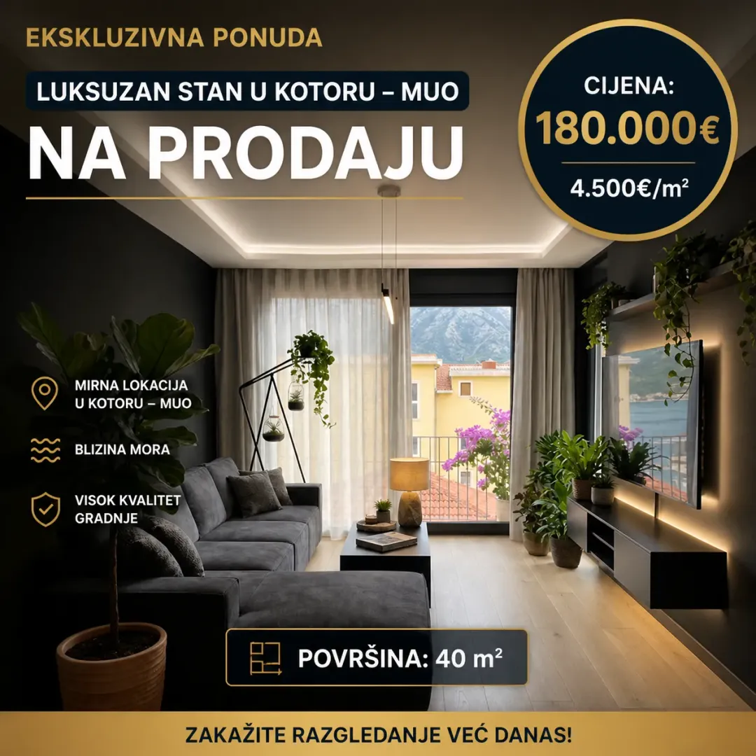Prodaja, jednosoban stan, 40m², Škaljari, Kotor
