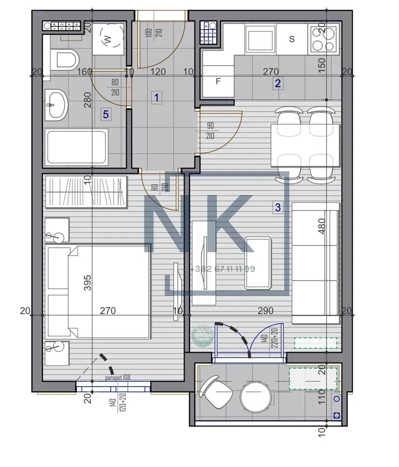 Prodaja, jednosoban stan, 38m², Stari Aerodrom, Podgorica