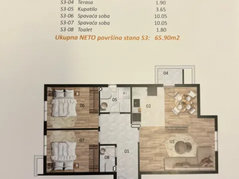 Prodaja, jednosoban stan, 40m², Zabjelo, Podgorica - image 9