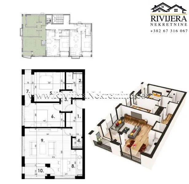 Prodaja, dvosoban stan, 77m², Kava, Tivat