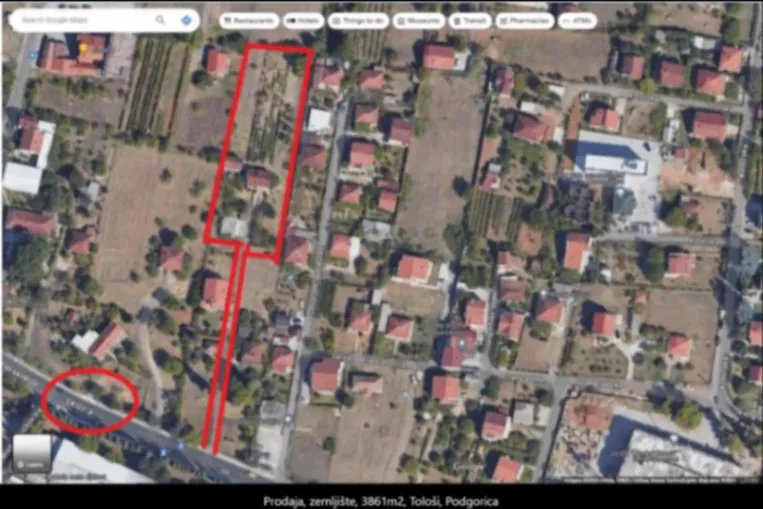 Prodaja, plac, 3861m², Tološi, Podgorica