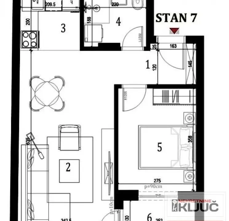 Sale, two bedroom apartment, 46m², Klisa, Novi Sad Sve Podlokacije