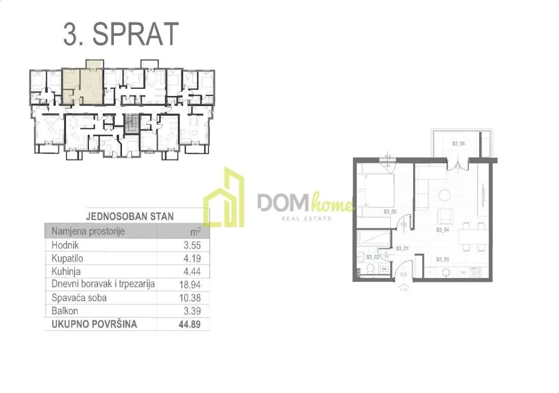 Prodaja, jednosoban stan, 45m², Tološi, Podgorica
