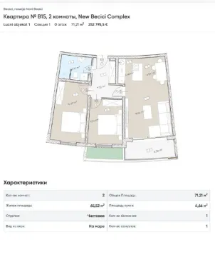 Sale, two bedroom apartment, 71m², Bečići, Budva - image 11